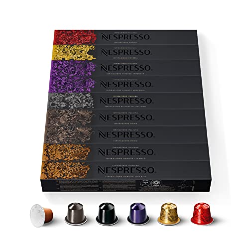 NESPRESSO ORIGINAL Ispirazione Italiana, Mittlere bis dunklere Röstungen, Kompatibel mit ORIGINAL Kapselmaschinen, Ideal für Espresso und Lungo, Kapsel Set aus 100 Kaffeekapseln