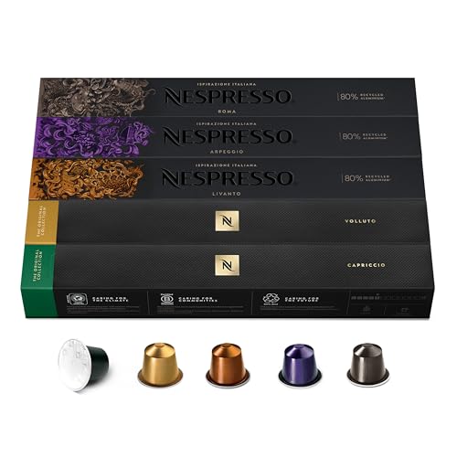 NESPRESSO ORIGINAL, Auswahl an Espresso Kaffee, helle bis dunklere Röstungen, 50 Kaffeekapseln