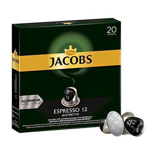Jacobs Kaffeekapseln Espresso Ristretto, Intensität 12 von 12, 200 Nespresso®* kompatible Kapseln, 10 x 20 Getränke